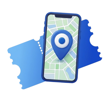 Map view showing available parking spots with search radius, date and time filters
